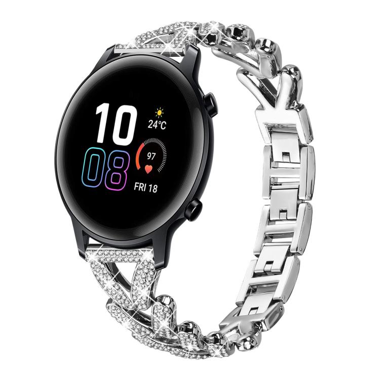 xDfind Small Twist Diamond Metal Watch Band, 20mm For COROS APEX 2 42mm / PACE 2, 20mm For Huawei Watch GT4 / GT3 / GT2, 20mm For Amazfit Bip U / Bip Lite / Bip 3 Pro, 20mm For Amazfit GTS4 Mini/3/2 /2e/2 Mini, 20mm For Xiaomi Haylou RS4 Plus LS11 / LS...