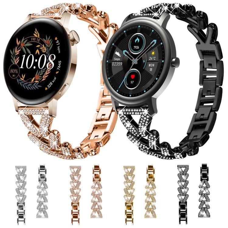 xDfind Small Twist Diamond Metal Watch Band, 20mm For COROS APEX 2 42mm / PACE 2, 20mm For Huawei Watch GT4 / GT3 / GT2, 20mm For Amazfit Bip U / Bip Lite / Bip 3 Pro, 20mm For Amazfit GTS4 Mini/3/2 /2e/2 Mini, 20mm For Xiaomi Haylou RS4 Plus LS11 / LS...