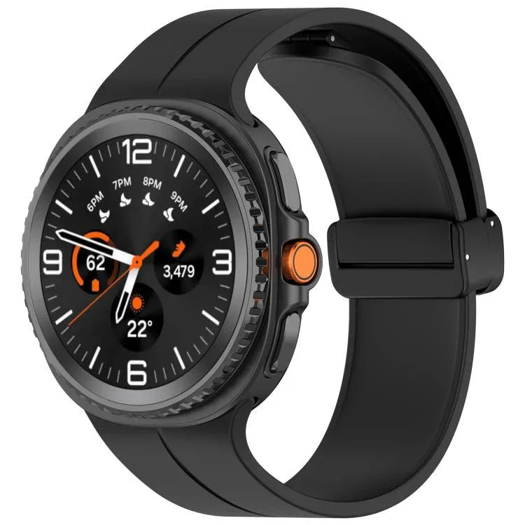 xDfind Fold Black Buckle Magnetic Silicone Watch Band, For Samsung Galaxy Watch8 / Watch8 Classic