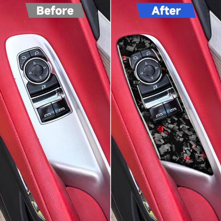 2pcs/Set Forged Gold Foil Carbon Fiber Car Window Lift Decorative Sticker for Chevrolet Corvette C8 2020-, Right Driver, Window Lift, Right Driver