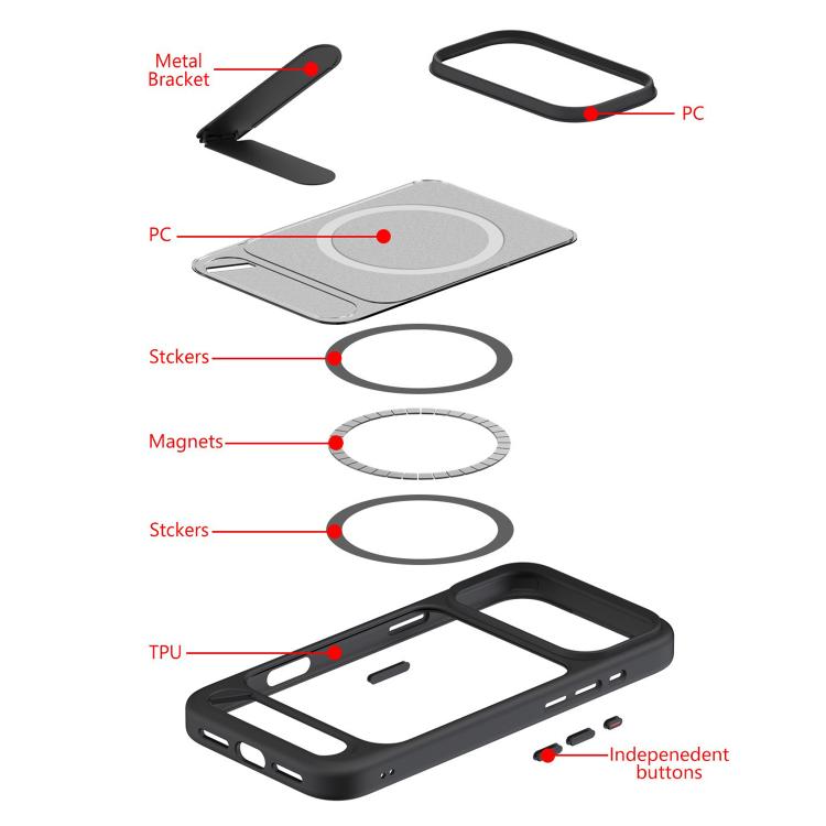 حافظة Kalebol MagSafe غير مرئية مع حامل مائل، حافظة هجينة من PC وTPU لهواتف iPhone 14 Pro، iPhone 14 Pro Max، iPhone 13 Pro Max، iPhone 13 Pro، iPhone 13