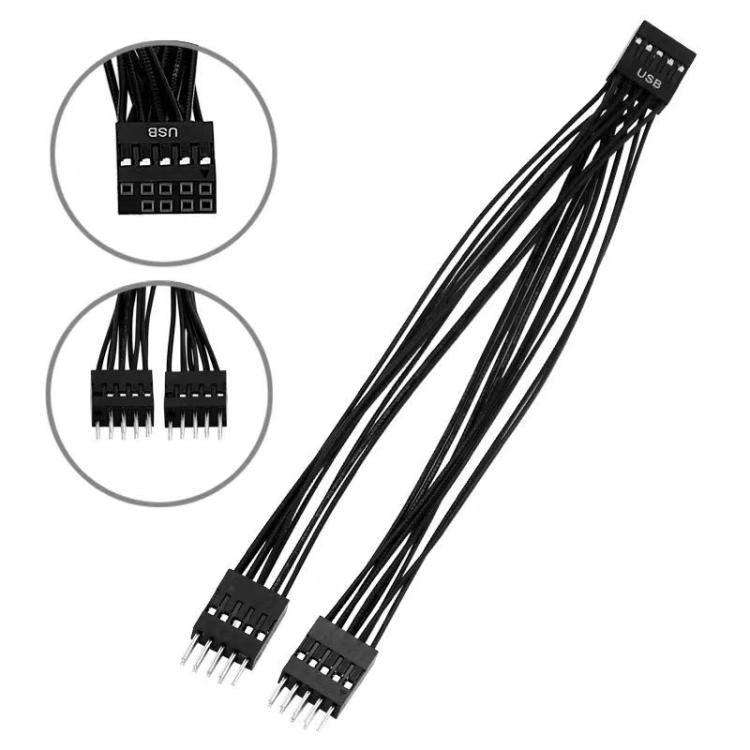 كابل تمديد محول USB 2 في 1 للوحة الأم للكمبيوتر المكتبي، 9 دبابيس