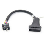 2 قطع كابل محول USB3.0 للوحة الأم للكمبيوتر، 20 دبوس ذكر إلى 9 دبوس أنثى، 9 دبوس ذكر إلى 20 دبوس أنثى