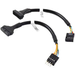 2 قطع كابل محول USB3.0 للوحة الأم للكمبيوتر، 20 دبوس ذكر إلى 9 دبوس أنثى، 9 دبوس ذكر إلى 20 دبوس أنثى