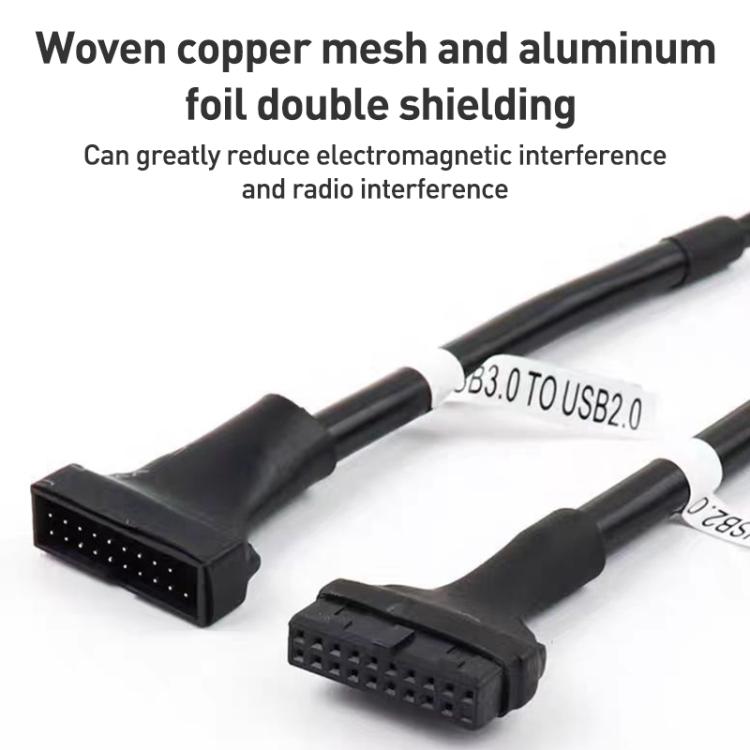 2 قطع كابل محول USB3.0 للوحة الأم للكمبيوتر، 20 دبوس ذكر إلى 9 دبوس أنثى، 9 دبوس ذكر إلى 20 دبوس أنثى