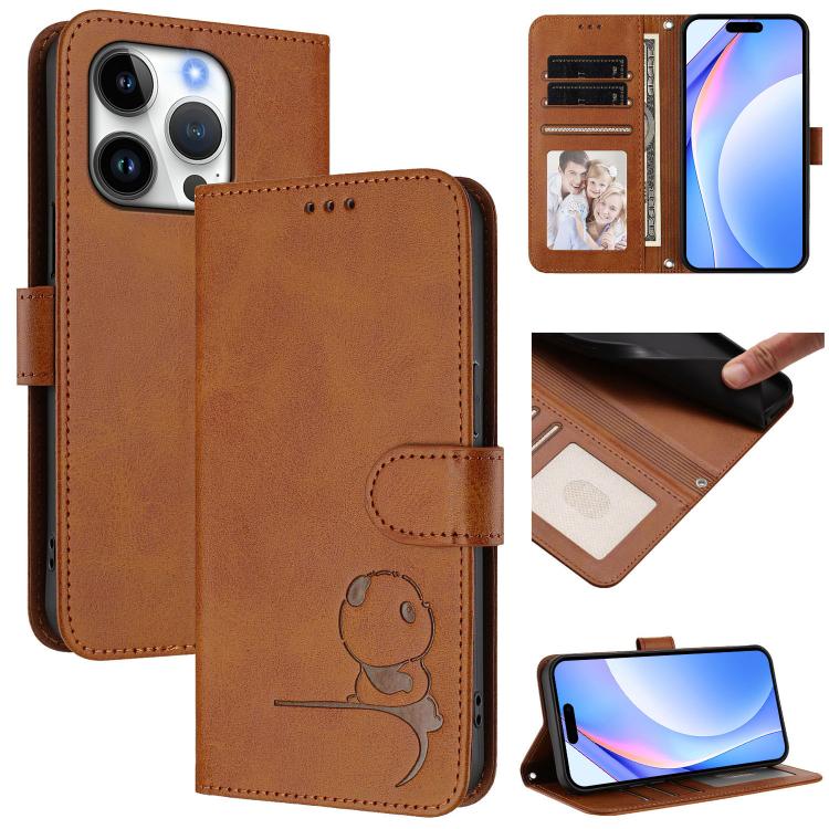 غطاء هاتف Litter Panda من الجلد مع نقش RFID وحبل معصم، لهواتف iPhone 17e / 16e، iPhone 17 Pro Max، iPhone 17 Pro، iPhone 17، iPhone Air، iPhone 16 Pro Max، iPhone 16 Pro، iPhone 16 Plus