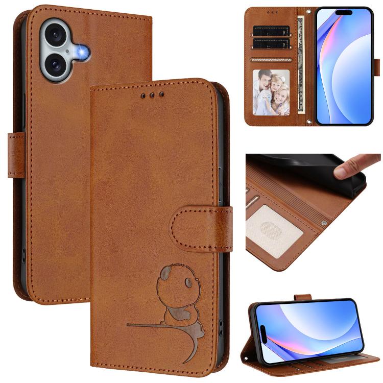 غطاء هاتف Litter Panda من الجلد مع نقش RFID وحبل معصم، لهواتف iPhone 17e / 16e، iPhone 17 Pro Max، iPhone 17 Pro، iPhone 17، iPhone Air، iPhone 16 Pro Max، iPhone 16 Pro، iPhone 16 Plus