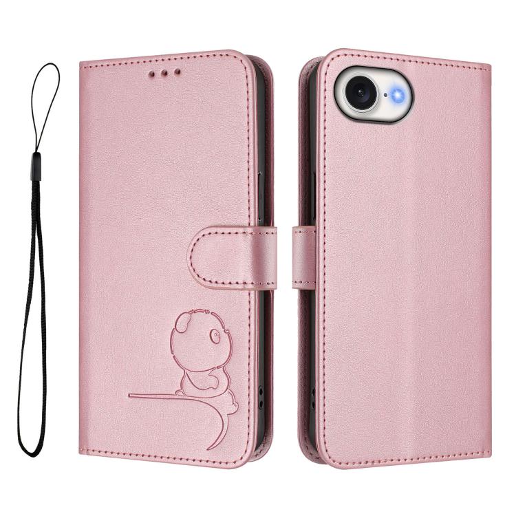 غطاء هاتف Litter Panda من الجلد مع نقش RFID وحبل معصم، لهواتف iPhone 17e / 16e، iPhone 17 Pro Max، iPhone 17 Pro، iPhone 17، iPhone Air، iPhone 16 Pro Max، iPhone 16 Pro، iPhone 16 Plus