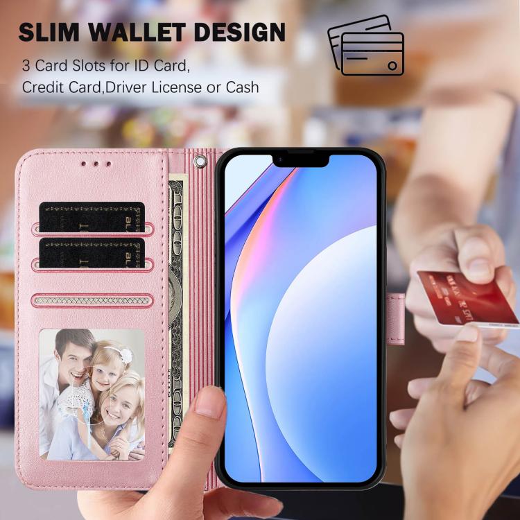 غطاء هاتف Litter Panda من الجلد مع نقش RFID وحبل معصم، لهواتف iPhone 17e / 16e، iPhone 17 Pro Max، iPhone 17 Pro، iPhone 17، iPhone Air، iPhone 16 Pro Max، iPhone 16 Pro، iPhone 16 Plus