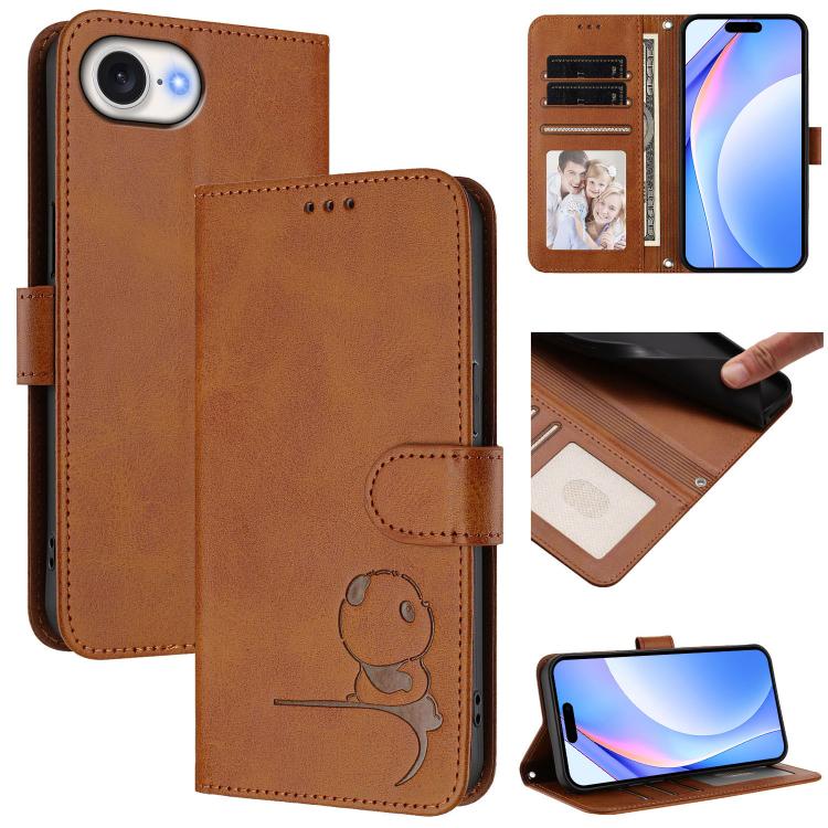 غطاء هاتف Litter Panda من الجلد مع نقش RFID وحبل معصم، لهواتف iPhone 17e / 16e، iPhone 17 Pro Max، iPhone 17 Pro، iPhone 17، iPhone Air، iPhone 16 Pro Max، iPhone 16 Pro، iPhone 16 Plus