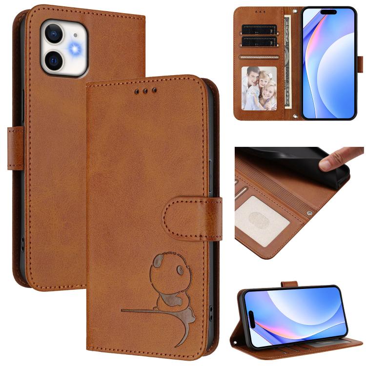 حافظة هاتف جلدية بنقش باندا صغير مع حماية RFID وحبل معصم، لهواتف iPhone 11 Pro Max، iPhone 11، iPhone 11 Pro، iPhone X / XS، iPhone XR، iPhone XS Max، iPhone 8 Plus / 7 Plus