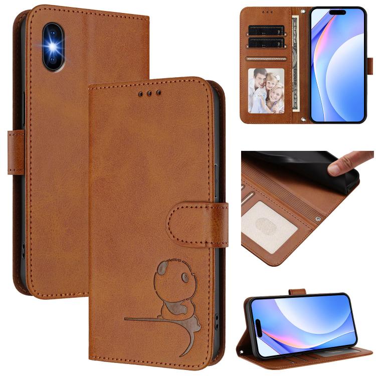 حافظة هاتف جلدية بنقش باندا صغير مع حماية RFID وحبل معصم، لهواتف iPhone 11 Pro Max، iPhone 11، iPhone 11 Pro، iPhone X / XS، iPhone XR، iPhone XS Max، iPhone 8 Plus / 7 Plus