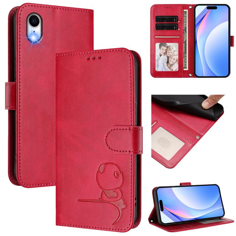 حافظة هاتف جلدية بنقش باندا صغير مع حماية RFID وحبل معصم، لهواتف iPhone 11 Pro Max، iPhone 11، iPhone 11 Pro، iPhone X / XS، iPhone XR، iPhone XS Max، iPhone 8 Plus / 7 Plus