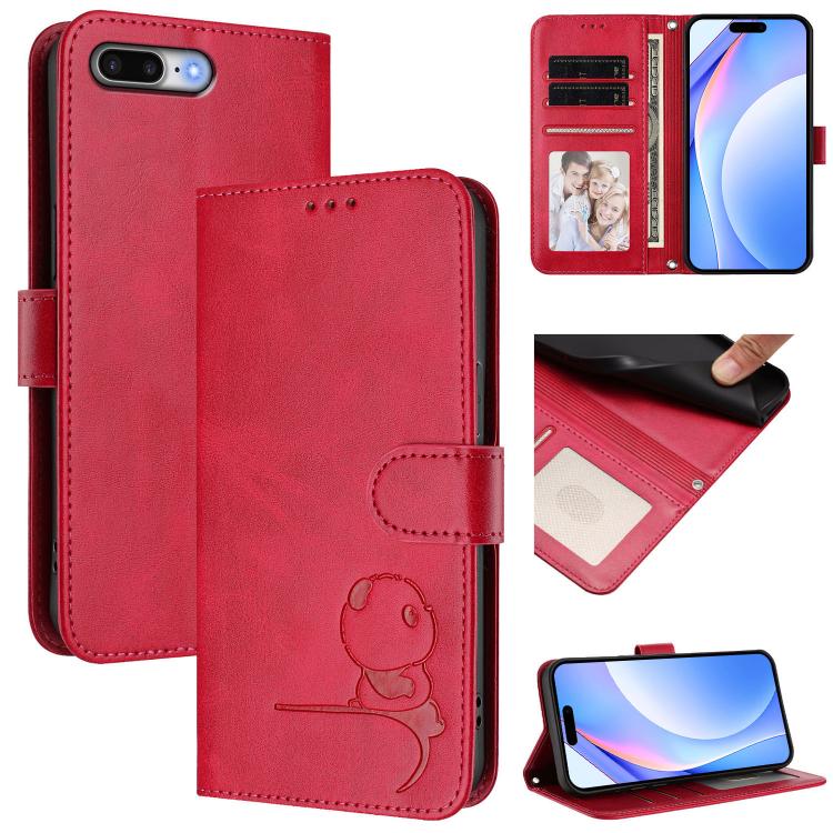 حافظة هاتف جلدية بنقش باندا صغير مع حماية RFID وحبل معصم، لهواتف iPhone 11 Pro Max، iPhone 11، iPhone 11 Pro، iPhone X / XS، iPhone XR، iPhone XS Max، iPhone 8 Plus / 7 Plus