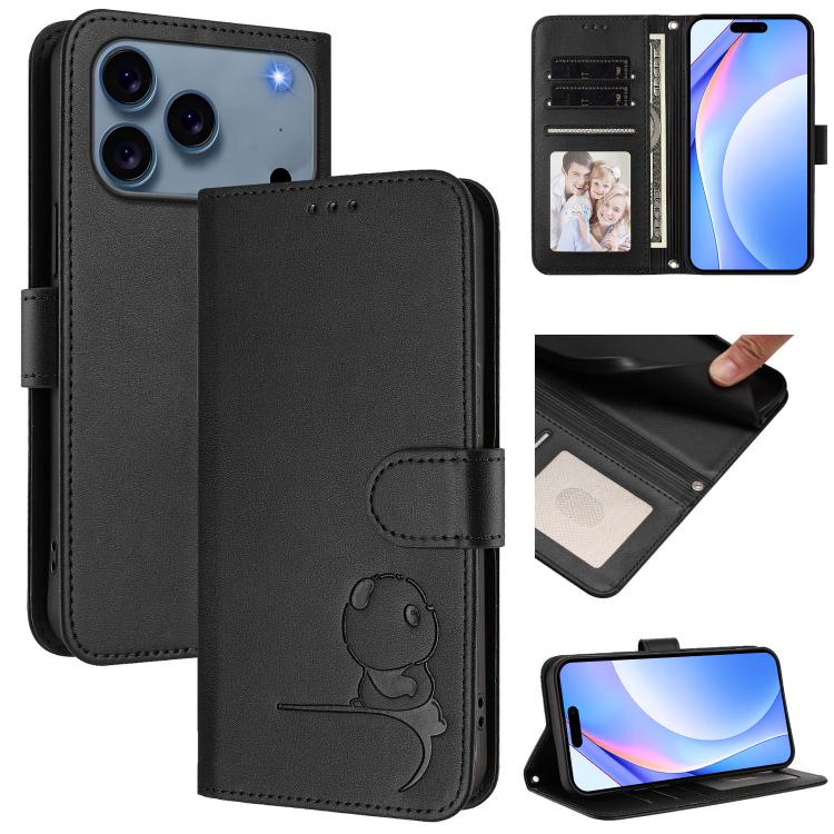 غطاء هاتف Litter Panda من الجلد مع نقش RFID وحبل معصم، لهواتف iPhone 17e / 16e، iPhone 17 Pro Max، iPhone 17 Pro، iPhone 17، iPhone Air، iPhone 16 Pro Max، iPhone 16 Pro، iPhone 16 Plus