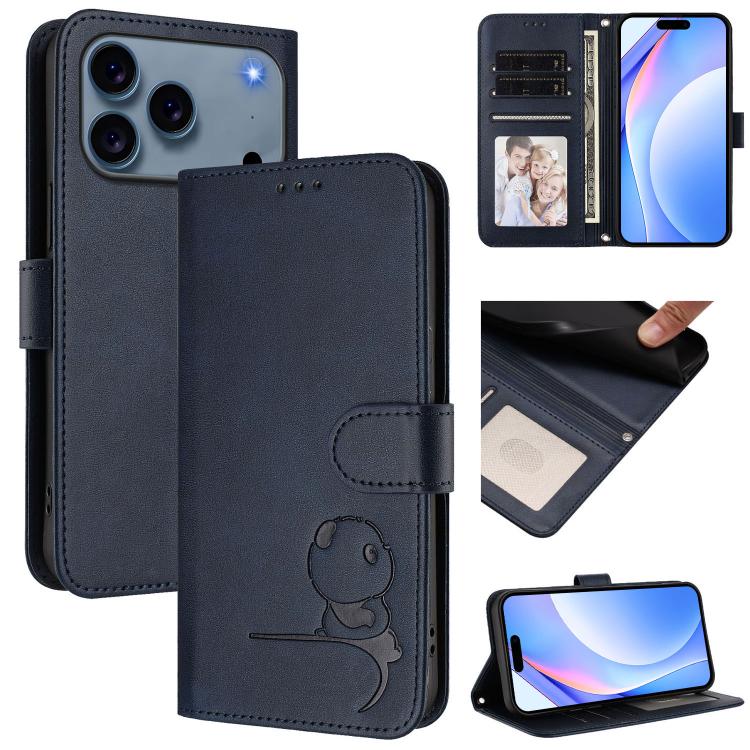 غطاء هاتف Litter Panda من الجلد مع نقش RFID وحبل معصم، لهواتف iPhone 17e / 16e، iPhone 17 Pro Max، iPhone 17 Pro، iPhone 17، iPhone Air، iPhone 16 Pro Max، iPhone 16 Pro، iPhone 16 Plus