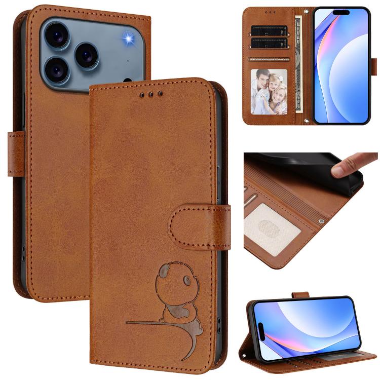 غطاء هاتف Litter Panda من الجلد مع نقش RFID وحبل معصم، لهواتف iPhone 17e / 16e، iPhone 17 Pro Max، iPhone 17 Pro، iPhone 17، iPhone Air، iPhone 16 Pro Max، iPhone 16 Pro، iPhone 16 Plus