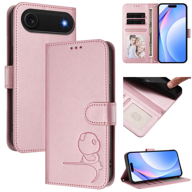 غطاء هاتف Litter Panda من الجلد مع نقش RFID وحبل معصم، لهواتف iPhone 17e / 16e، iPhone 17 Pro Max، iPhone 17 Pro، iPhone 17، iPhone Air، iPhone 16 Pro Max، iPhone 16 Pro، iPhone 16 Plus
