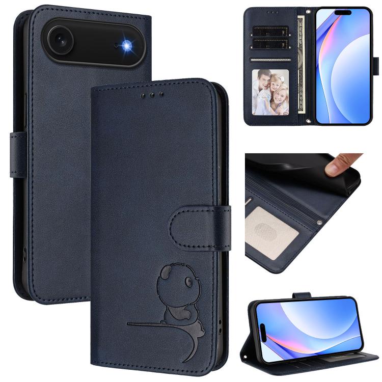غطاء هاتف Litter Panda من الجلد مع نقش RFID وحبل معصم، لهواتف iPhone 17e / 16e، iPhone 17 Pro Max، iPhone 17 Pro، iPhone 17، iPhone Air، iPhone 16 Pro Max، iPhone 16 Pro، iPhone 16 Plus