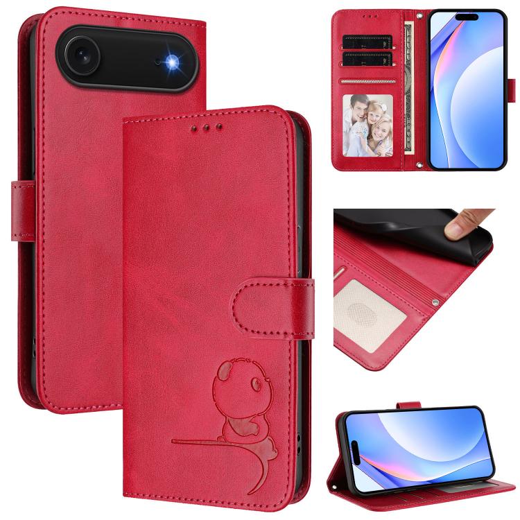 غطاء هاتف Litter Panda من الجلد مع نقش RFID وحبل معصم، لهواتف iPhone 17e / 16e، iPhone 17 Pro Max، iPhone 17 Pro، iPhone 17، iPhone Air، iPhone 16 Pro Max، iPhone 16 Pro، iPhone 16 Plus