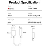 محول صوت USB إلى 3.5 مم من الألمنيوم Yesido YAU46، YAU46
