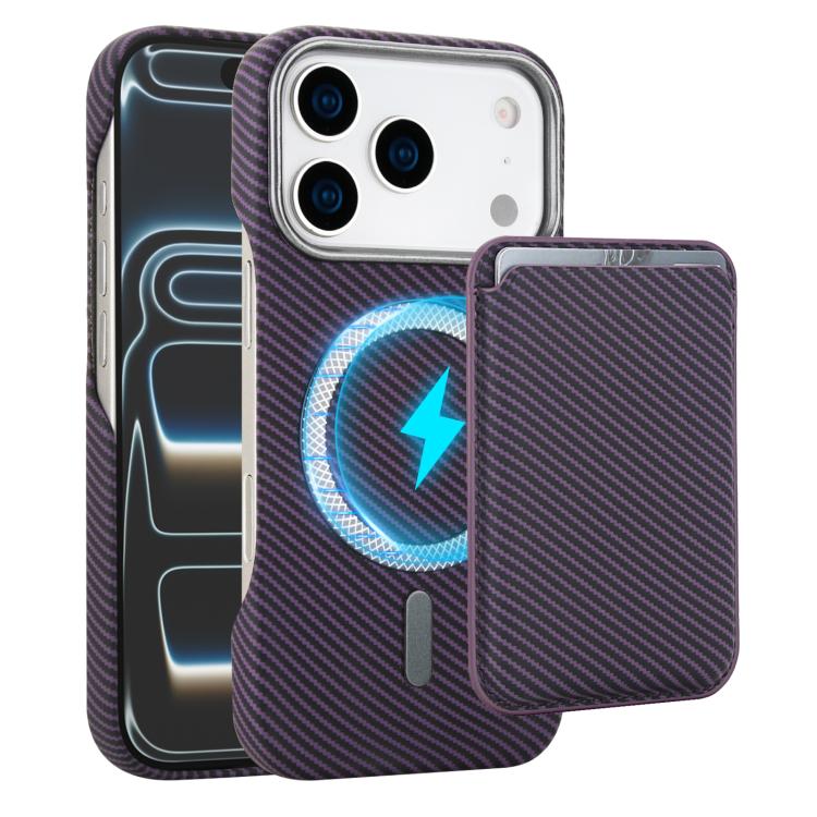 غطاء هاتف حامل بطاقات مغناطيسي من ألياف الكربون مع MagSafe، لهواتف iPhone 17 Pro Max، iPhone 17 Pro، iPhone 17، iPhone Air، iPhone 16 Pro Max، iPhone 16 Pro، iPhone 16 Plus، iPhone 16، iPhone 15 Pro Max