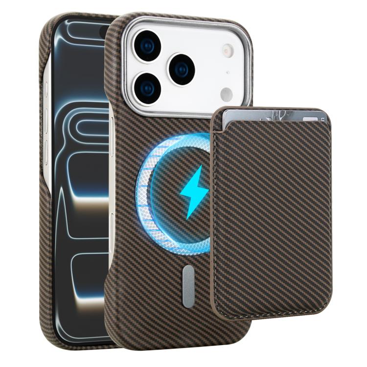 غطاء هاتف حامل بطاقات مغناطيسي من ألياف الكربون مع MagSafe، لهواتف iPhone 17 Pro Max، iPhone 17 Pro، iPhone 17، iPhone Air، iPhone 16 Pro Max، iPhone 16 Pro، iPhone 16 Plus، iPhone 16، iPhone 15 Pro Max