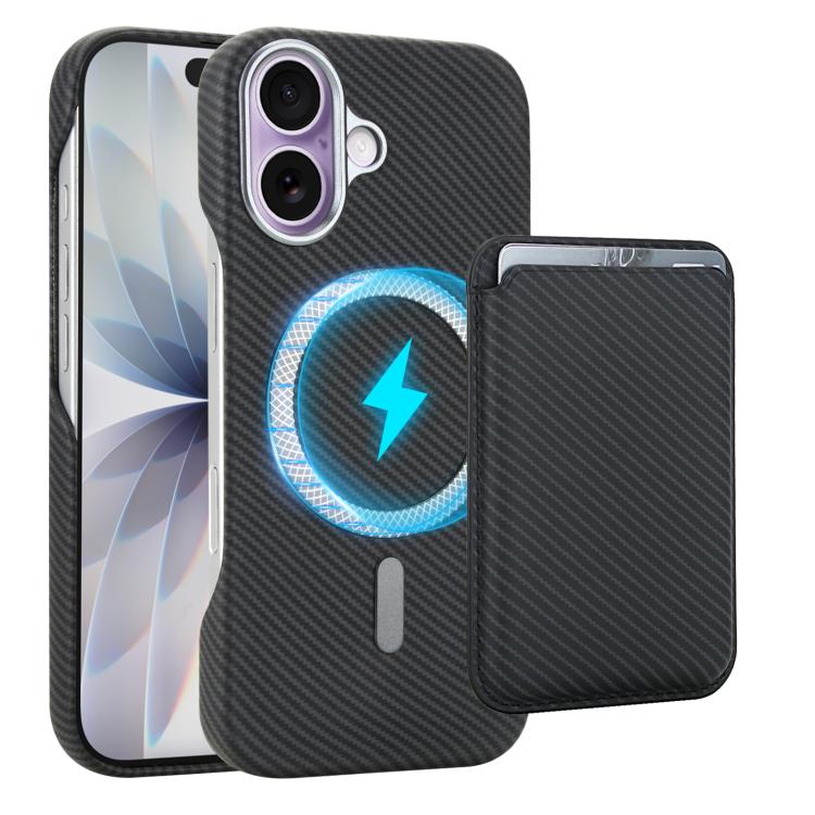 غطاء هاتف حامل بطاقات مغناطيسي من ألياف الكربون مع MagSafe، لهواتف iPhone 17 Pro Max، iPhone 17 Pro، iPhone 17، iPhone Air، iPhone 16 Pro Max، iPhone 16 Pro، iPhone 16 Plus، iPhone 16، iPhone 15 Pro Max