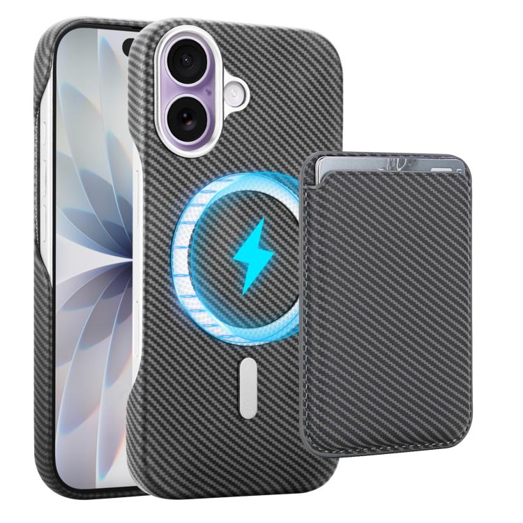 غطاء هاتف حامل بطاقات مغناطيسي من ألياف الكربون مع MagSafe، لهواتف iPhone 17 Pro Max، iPhone 17 Pro، iPhone 17، iPhone Air، iPhone 16 Pro Max، iPhone 16 Pro، iPhone 16 Plus، iPhone 16، iPhone 15 Pro Max