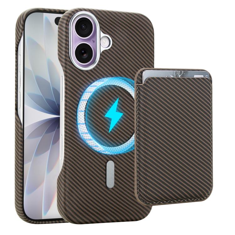 غطاء هاتف حامل بطاقات مغناطيسي من ألياف الكربون مع MagSafe، لهواتف iPhone 17 Pro Max، iPhone 17 Pro، iPhone 17، iPhone Air، iPhone 16 Pro Max، iPhone 16 Pro، iPhone 16 Plus، iPhone 16، iPhone 15 Pro Max