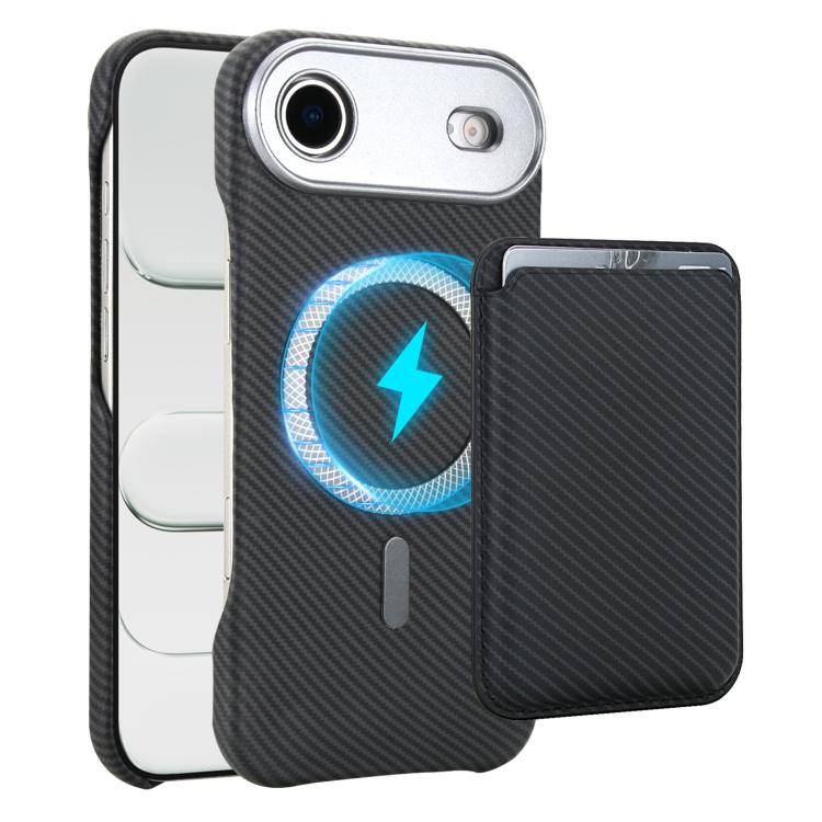 غطاء هاتف حامل بطاقات مغناطيسي من ألياف الكربون مع MagSafe، لهواتف iPhone 17 Pro Max، iPhone 17 Pro، iPhone 17، iPhone Air، iPhone 16 Pro Max، iPhone 16 Pro، iPhone 16 Plus، iPhone 16، iPhone 15 Pro Max