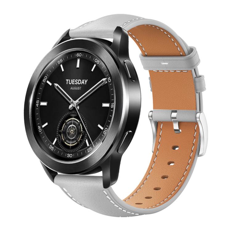 xDfind Flat Head Black Shark Fine Grain Leather Watch Band, 22mm For Xiaomi Watch S3/2 Pro/S2/S1, 22mm For Xiaomi Haylou Watch LS09B / LS05S / LS10, 20mm For Xiaomi Haylou RS4 Plus LS11 / LS12