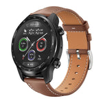 xDfind Flat Head Black Shark Fine Grain Leather Watch Band, 20mm For Ticwatch GTH / E3 / E / 2, 22mm For Ticwatch Pro X / Pro3 / Pro / GTX / E2