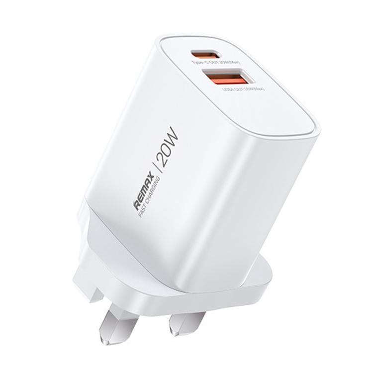 شاحن سريع REMAX U187-AC 20 واط USB وType-C GaN، قابس الاتحاد الأوروبي، قابس المملكة المتحدة