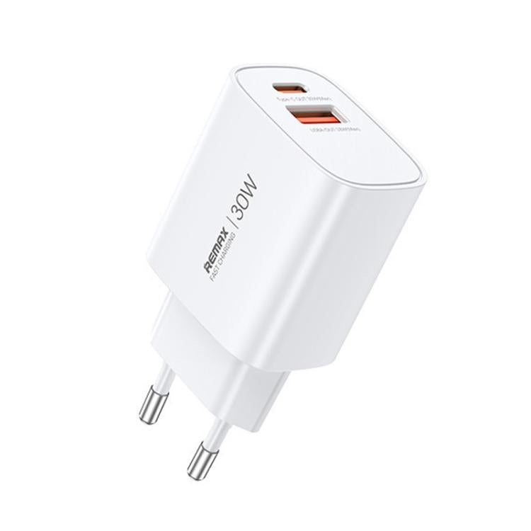 شاحن سريع REMAX U187 30 واط USB وType-C GaN، قابس الاتحاد الأوروبي، قابس المملكة المتحدة