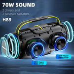 مكبر صوت بلوتوث محمول مقاوم للماء HOPESTAR H88 بقوة 70 واط، يدعم TF / AUX / USB / TWS