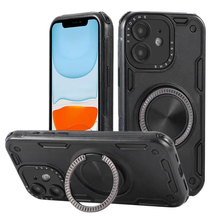 حافظة هاتف بمغناطيس دوار ميكانيكي ثلاثي النواة بزاوية 360 درجة، لهواتف iPhone 12، iPhone 12 Pro، iPhone 11