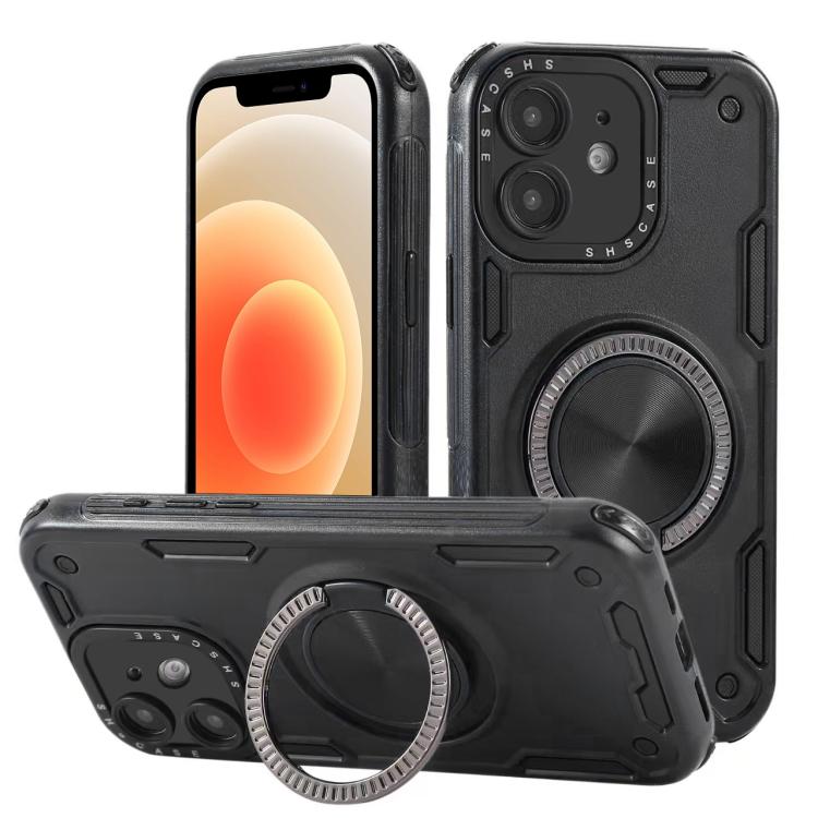 حافظة هاتف بمغناطيس دوار ميكانيكي ثلاثي النواة بزاوية 360 درجة، لهواتف iPhone 12، iPhone 12 Pro، iPhone 11