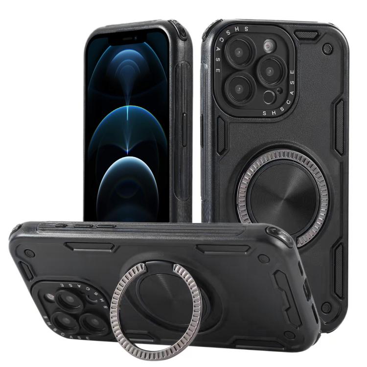 حافظة هاتف بمغناطيس دوار ميكانيكي ثلاثي النواة بزاوية 360 درجة، لهواتف iPhone 12، iPhone 12 Pro، iPhone 11