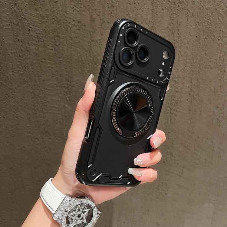 غطاء هاتف حامل مغناطيسي دوار 360 درجة ميكانيكي ثلاثي النوى، لهواتف iPhone 17 Pro Max، iPhone 17 Pro، iPhone 16 Pro Max، iPhone 16 Pro، iPhone 16 Plus، iPhone 16، iPhone 15 Pro Max، iPhone 15، iPhone 14