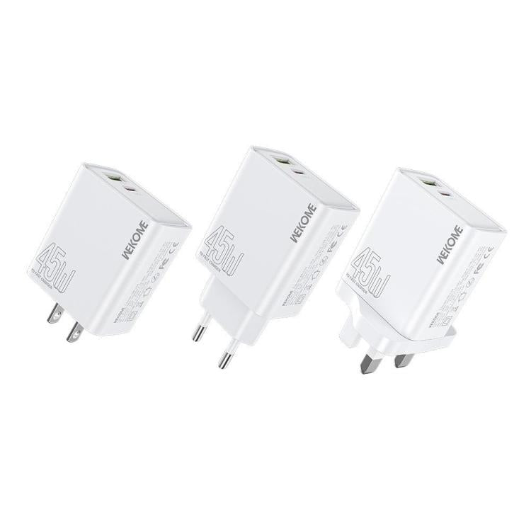 شاحن سريع WK WP-U64 45 واط Kinkong Flash Charge USB + Type-C، قابس الاتحاد الأوروبي، قابس المملكة المتحدة، قابس الولايات المتحدة