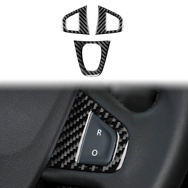 3pcs/Set Carbon Fiber Car Steering Wheel Buttons Decorative Sticker for Renault Fluence 2009-2017 / Megane 2008-2016, Left and Right Driver, Steering Wheel Buttons
