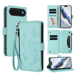 غطاء هاتف محفظة جلدية بسحاب متعددة البطاقات بنقش زهرة حب الفراشة، لهواتف iPhone 17e / 16e، iPhone 17 Pro Max، iPhone 17 Pro، iPhone 17، iPhone Air، iPhone 16 Pro Max