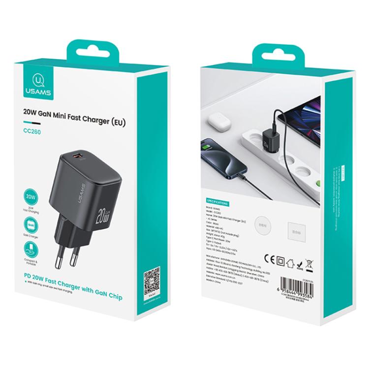 شاحن صغير USAMS CC260 GaN USB-C / Type-C بقوة 20 واط، CC260