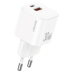 شاحن صغير USAMS CC263 GaN USB-C / Type-C و USB مزدوج المنفذ بقوة 30 واط، CC263