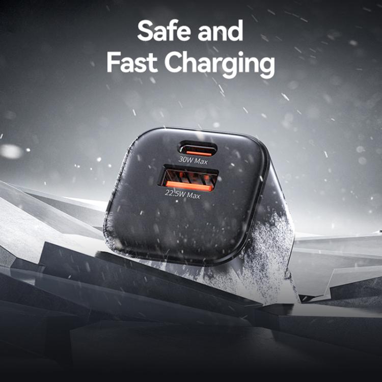 شاحن صغير USAMS CC263 GaN USB-C / Type-C و USB مزدوج المنفذ بقوة 30 واط، CC263