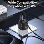 شاحن صغير USAMS CC263 GaN USB-C / Type-C و USB مزدوج المنفذ بقوة 30 واط، CC263