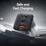 شاحن صغير USAMS CC265 GaN بقوة 67 واط 2 × Type-C و USB ثلاثي المنافذ، CC265