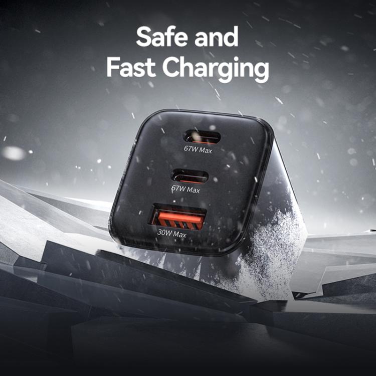 شاحن صغير USAMS CC265 GaN بقوة 67 واط 2 × Type-C و USB ثلاثي المنافذ، CC265