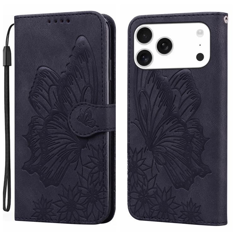 غطاء هاتف جلدي بنقش فراشات مع إحساس بالجلد الكلاسيكي وقلب أفقي، لهواتف iPhone 17 Pro Max، iPhone 17 Pro، iPhone 17، iPhone Air